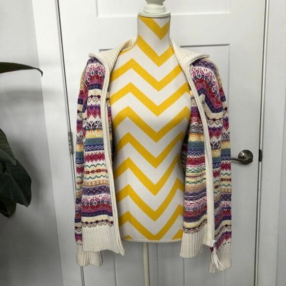 Tiara International Striped Cardigan Sweater Zip Front Women XL Tassel Pull READ - Picture 5 of 16